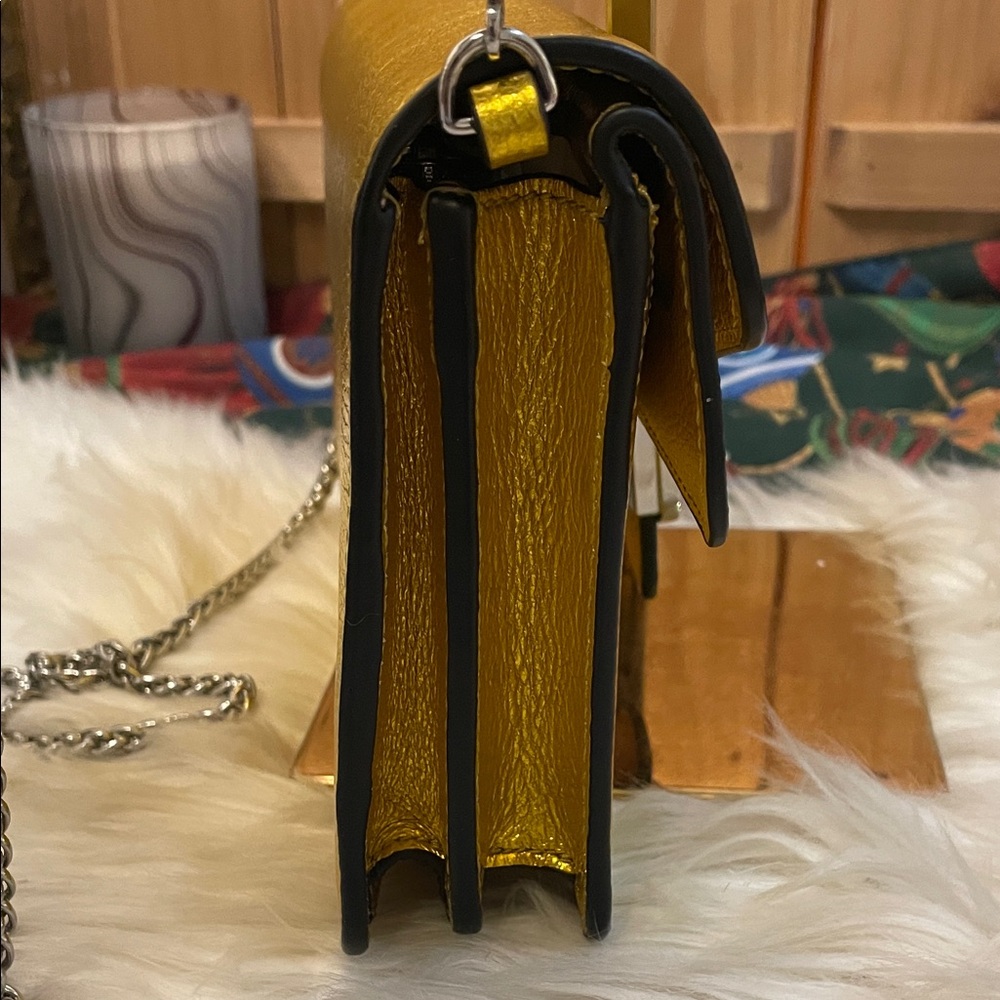 💜Coccinelle Vibrant Yellow Crossbody Bag with Chain Strap - Picture 5 of 16
